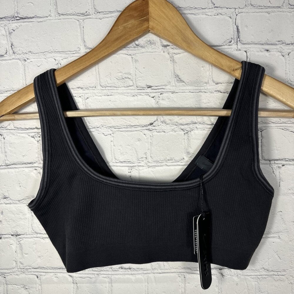 NEW Nike x SKIMS Ribbed Seamless Micro Scoop Bra Obsidian Armor Small